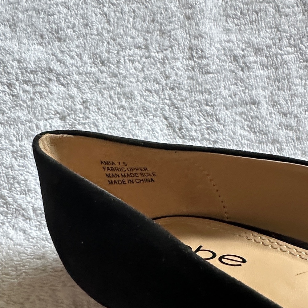 Bebe Amia Black Suede-Like 5” Heels Size 7.5 - Picture 8 of 9